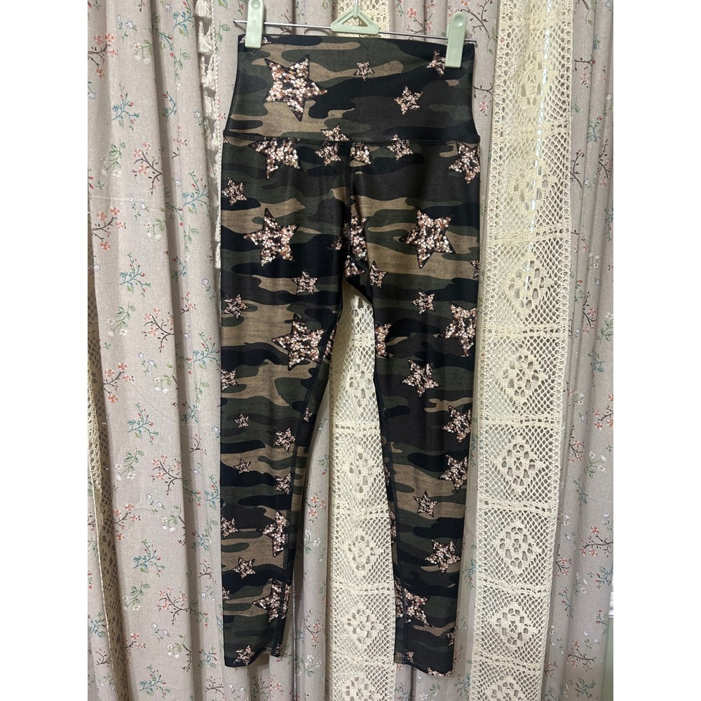 PixieLane Camo Rose Gold Glitter Star High Rise Leggings XS Athletic